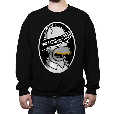 God Save The Beer - Crew Neck Sweatshirt Crew Neck Sweatshirt RIPT Apparel Small / Black