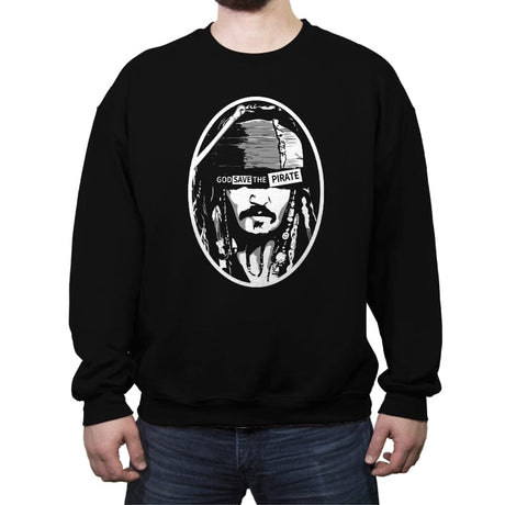 God Save the Pirate  - Crew Neck Sweatshirt Crew Neck Sweatshirt RIPT Apparel Small / Black