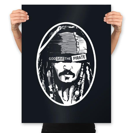 God Save the Pirate  - Prints Posters RIPT Apparel 18x24 / Black