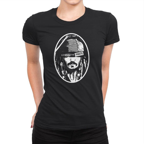 God Save the Pirate  - Womens Premium T-Shirts RIPT Apparel Small / Black
