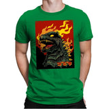 Godzilla on Fire - Mens Premium T-Shirts RIPT Apparel Small / Kelly
