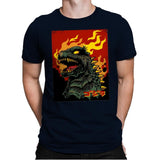 Godzilla on Fire - Mens Premium T-Shirts RIPT Apparel Small / Midnight Navy