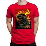 Godzilla on Fire - Mens Premium T-Shirts RIPT Apparel Small / Red