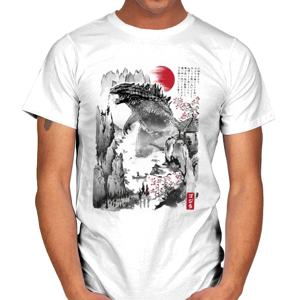 Gojira in Japan Sumi-e - Mens T-Shirts RIPT Apparel Small / White