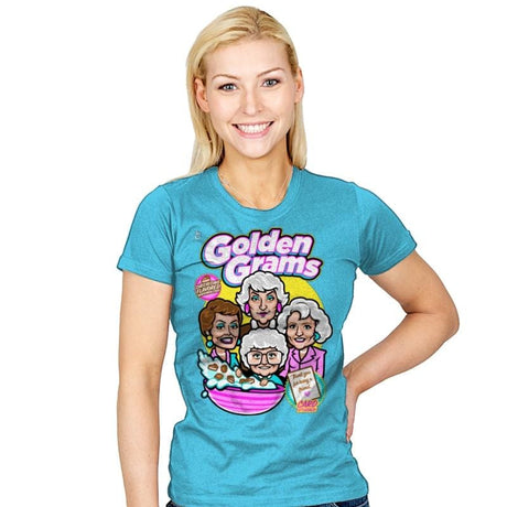 Golden Grams - Womens T-Shirts RIPT Apparel Small / Aqua