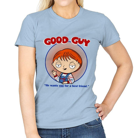 Good Guy - Womens T-Shirts RIPT Apparel Small / Light Blue