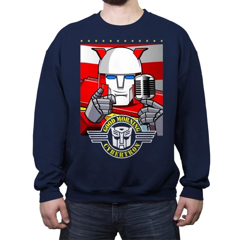 Good Morning, Bots! - Crew Neck Sweatshirt Crew Neck Sweatshirt RIPT Apparel Small / Navy