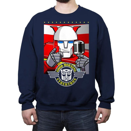 Good Morning, Bots! - Crew Neck Sweatshirt Crew Neck Sweatshirt RIPT Apparel Small / Navy