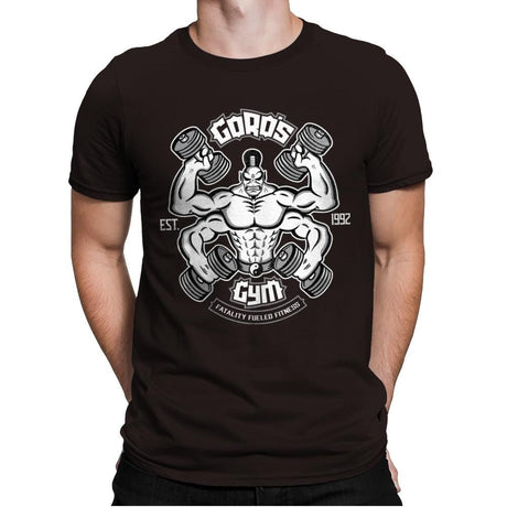 Goro's Gym 1992 - Mens Premium T-Shirts RIPT Apparel Small / Dark Chocolate