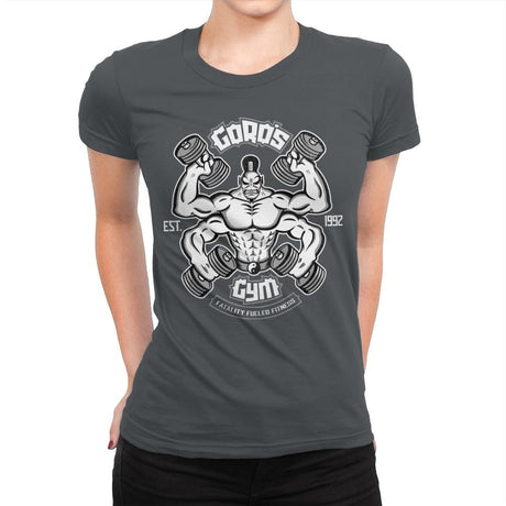 Goro's Gym 1992 - Womens Premium T-Shirts RIPT Apparel Small / Heavy Metal