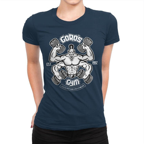 Goro's Gym 1992 - Womens Premium T-Shirts RIPT Apparel Small / Midnight Navy