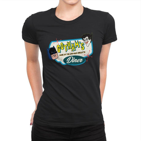 Gotham’s Diner - Womens Premium T-Shirts RIPT Apparel Small / Black