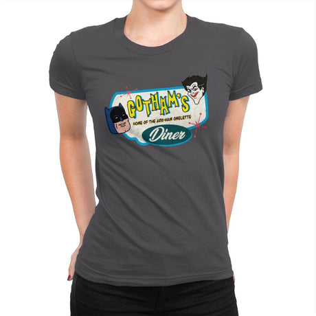 Gotham’s Diner - Womens Premium T-Shirts RIPT Apparel Small / Heavy Metal