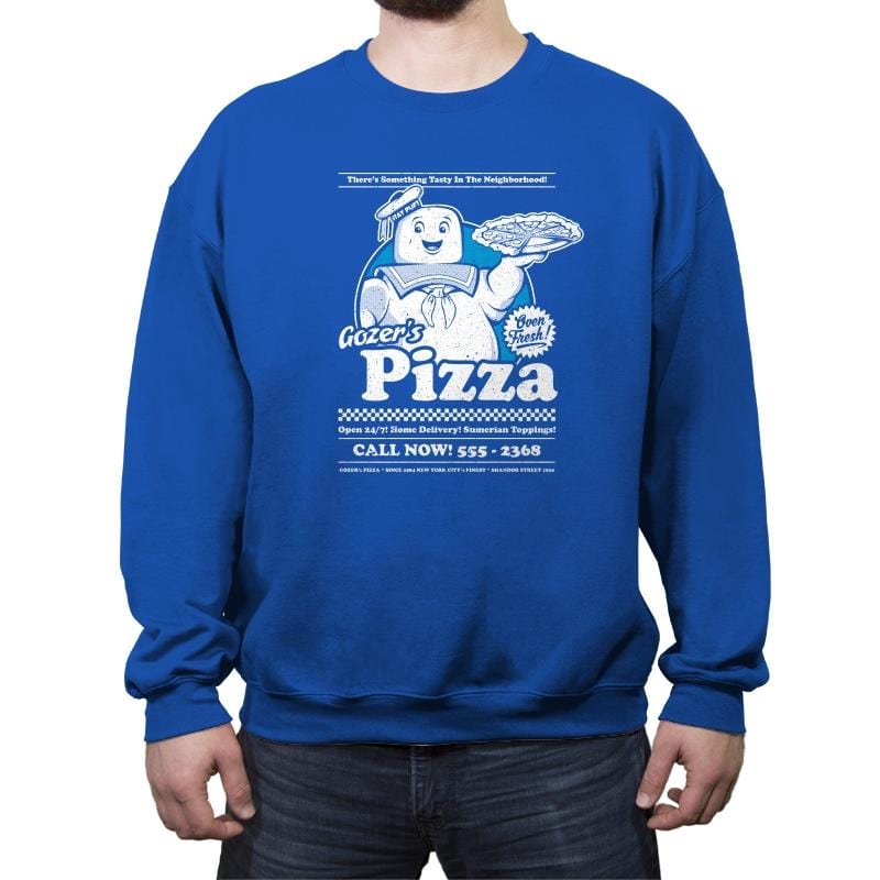Gozer's Pizza - Crew Neck Sweatshirt Crew Neck Sweatshirt RIPT Apparel Small / Royal