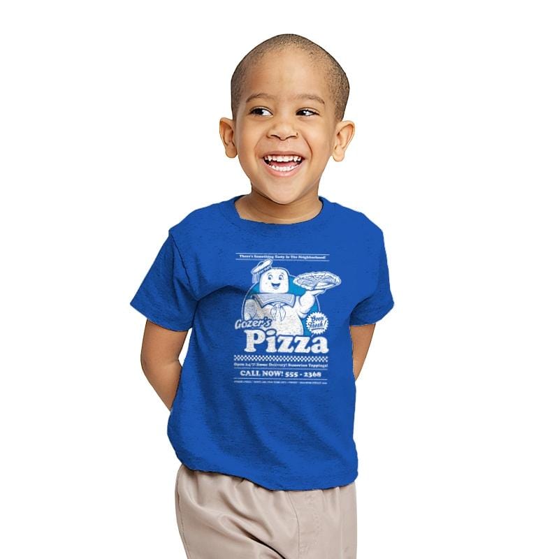 Gozer's Pizza - Youth T-Shirts RIPT Apparel X-small / Royal