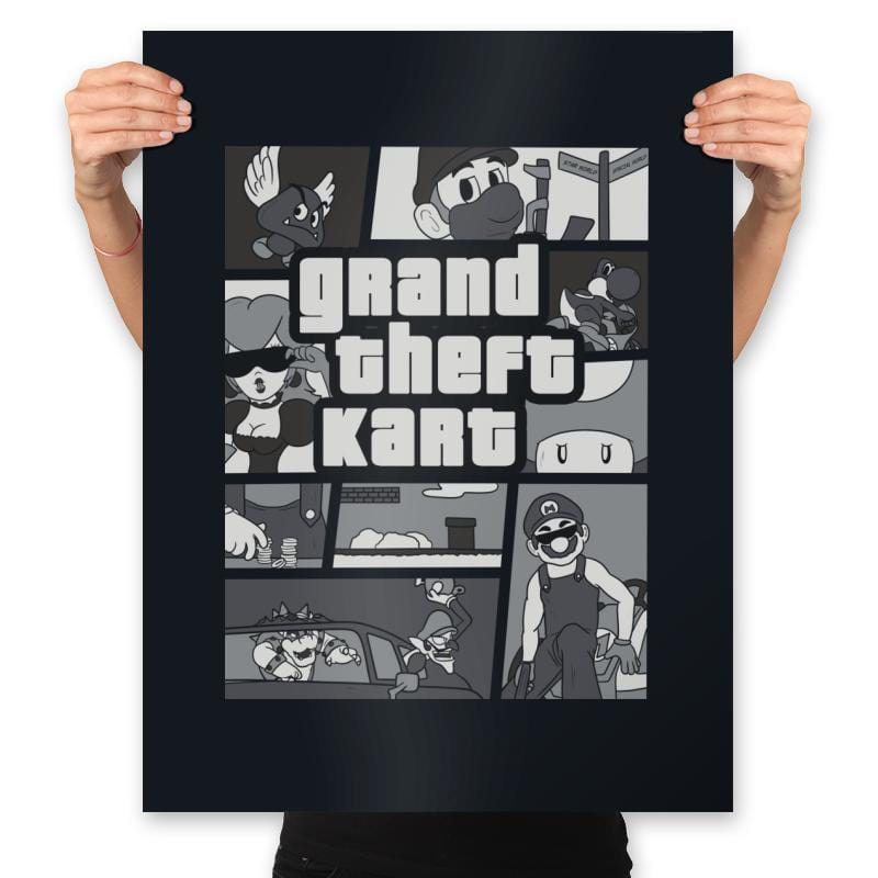 Grand Theft Kart - Prints Posters RIPT Apparel 18x24 / Black