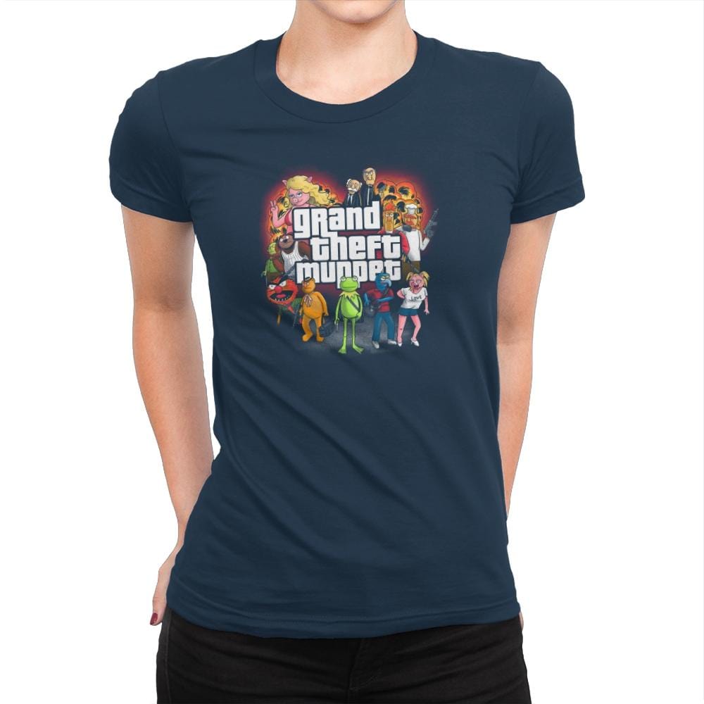 Grand Theft Muppet Exclusive - Womens Premium T-Shirts RIPT Apparel Small / Midnight Navy
