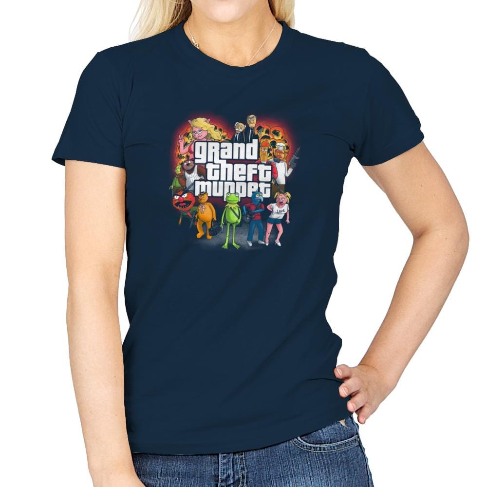 Grand Theft Muppet Exclusive - Womens T-Shirts RIPT Apparel Small / Navy