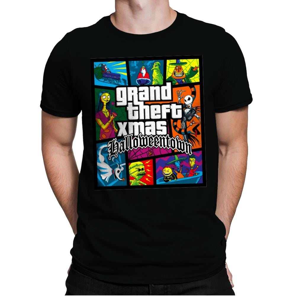 Grand Theft Xmas: Halloweentown - Mens Premium T-Shirts RIPT Apparel Small / 151515
