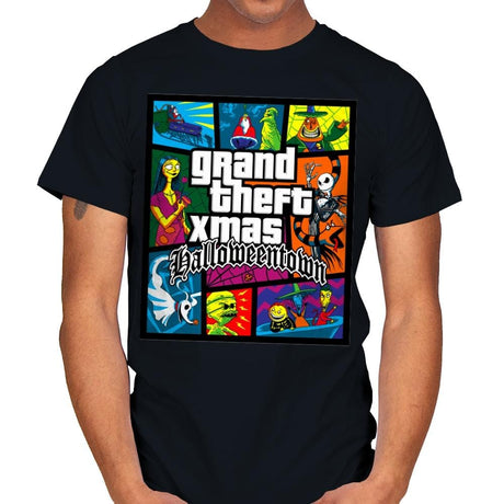 Grand Theft Xmas: Halloweentown - Mens T-Shirts RIPT Apparel Small / 151515