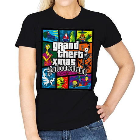 Grand Theft Xmas: Halloweentown - Womens T-Shirts RIPT Apparel Small / 151515