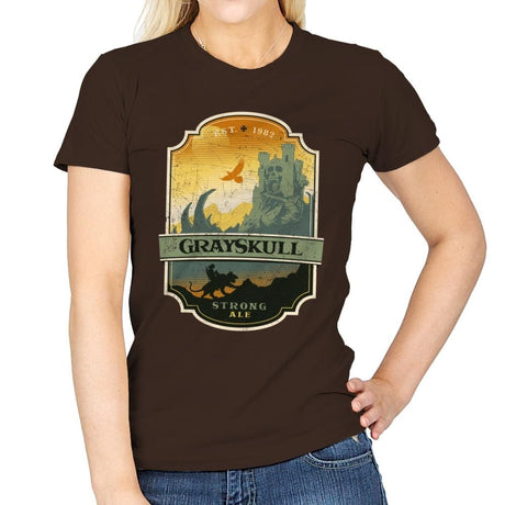 Grayskull Strong Ale - Womens T-Shirts RIPT Apparel Small / Dark Chocolate
