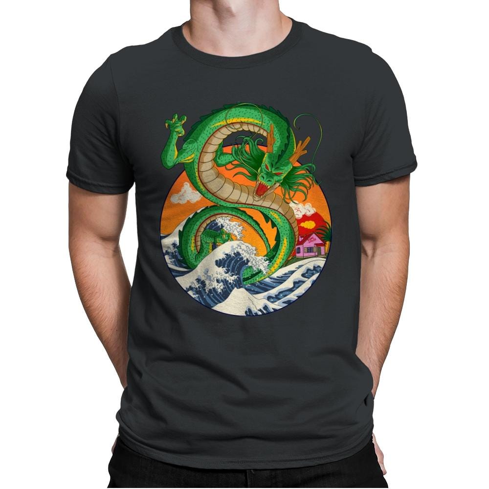 Great Dragon Off Kanagawa - Mens Premium T-Shirts RIPT Apparel Small / Heavy Metal