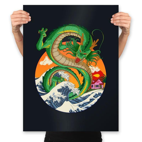 Great Dragon Off Kanagawa - Prints Posters RIPT Apparel 18x24 / Black