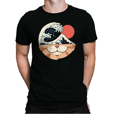 Great Neko Wave - Mens Premium T-Shirts RIPT Apparel Small / Black