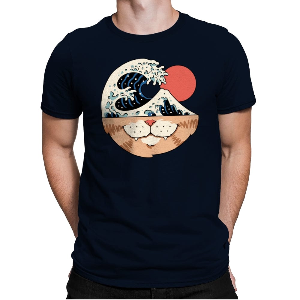 Great Neko Wave - Mens Premium T-Shirts RIPT Apparel Small / Midnight Navy