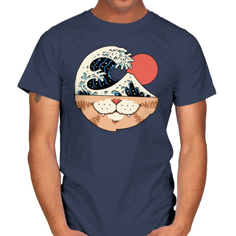 Great Neko Wave - Mens T-Shirts RIPT Apparel Small / Navy