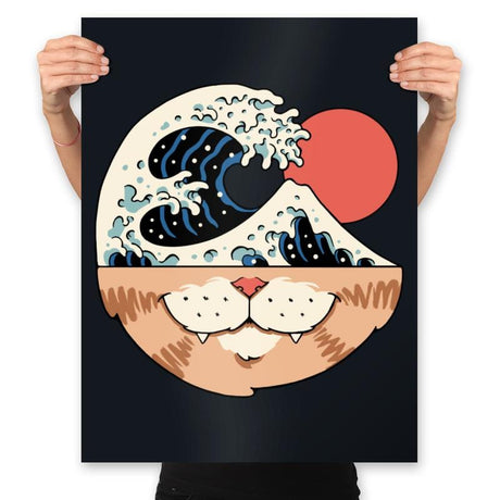 Great Neko Wave - Prints Posters RIPT Apparel 18x24 / Black