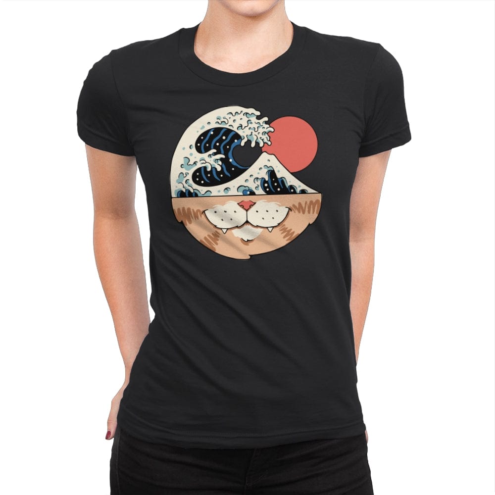 Great Neko Wave - Womens Premium T-Shirts RIPT Apparel Small / Black