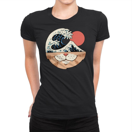 Great Neko Wave - Womens Premium T-Shirts RIPT Apparel Small / Black
