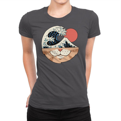 Great Neko Wave - Womens Premium T-Shirts RIPT Apparel Small / Heavy Metal