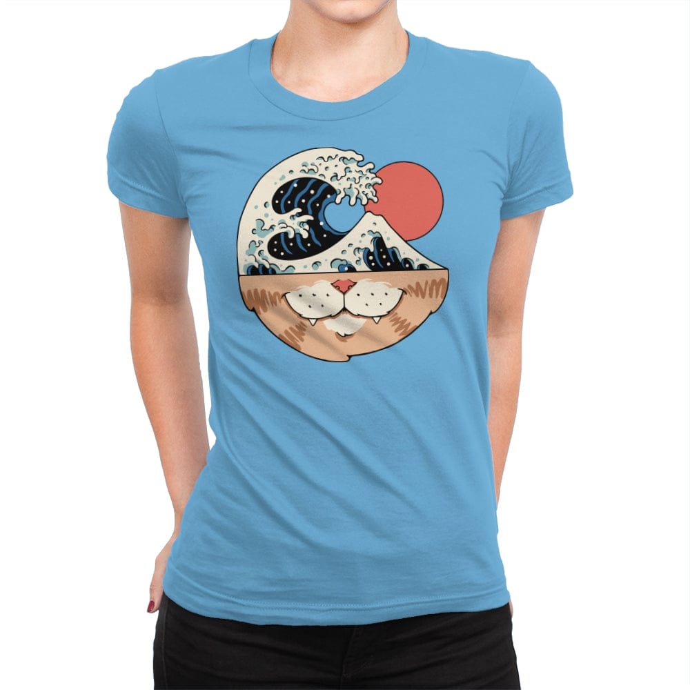 Great Neko Wave - Womens Premium T-Shirts RIPT Apparel Small / Turquoise