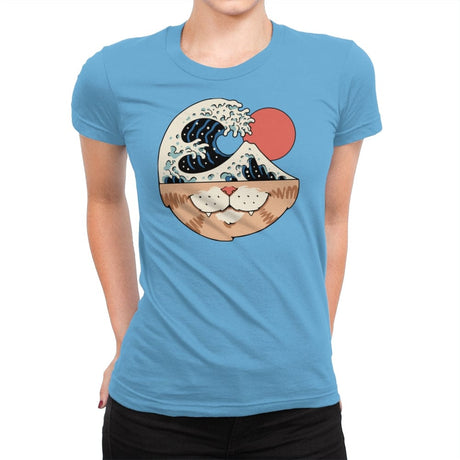 Great Neko Wave - Womens Premium T-Shirts RIPT Apparel Small / Turquoise