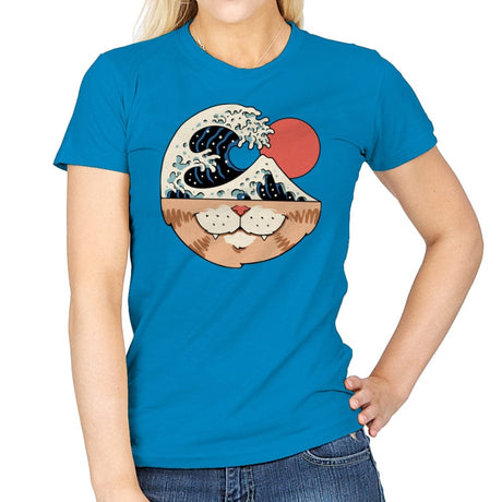 Great Neko Wave - Womens T-Shirts RIPT Apparel Small / Sapphire