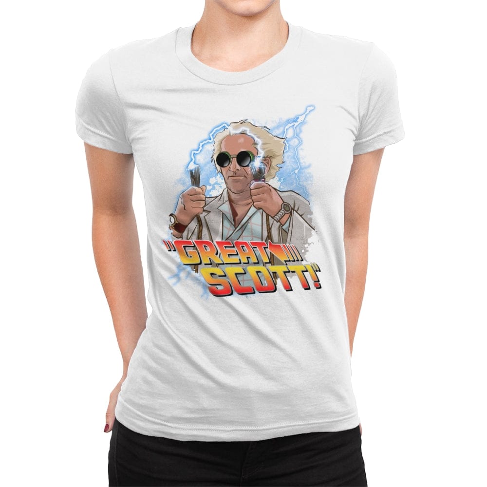 Great Scott - Womens Premium T-Shirts RIPT Apparel Small / White