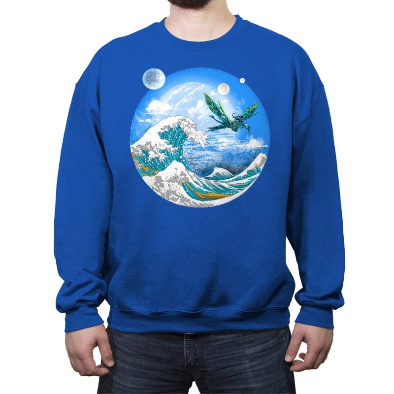 Great Wave Off Pandora - Crew Neck Sweatshirt Crew Neck Sweatshirt RIPT Apparel Small / Royal