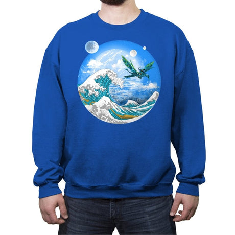 Great Wave Off Pandora - Crew Neck Sweatshirt Crew Neck Sweatshirt RIPT Apparel Small / Royal