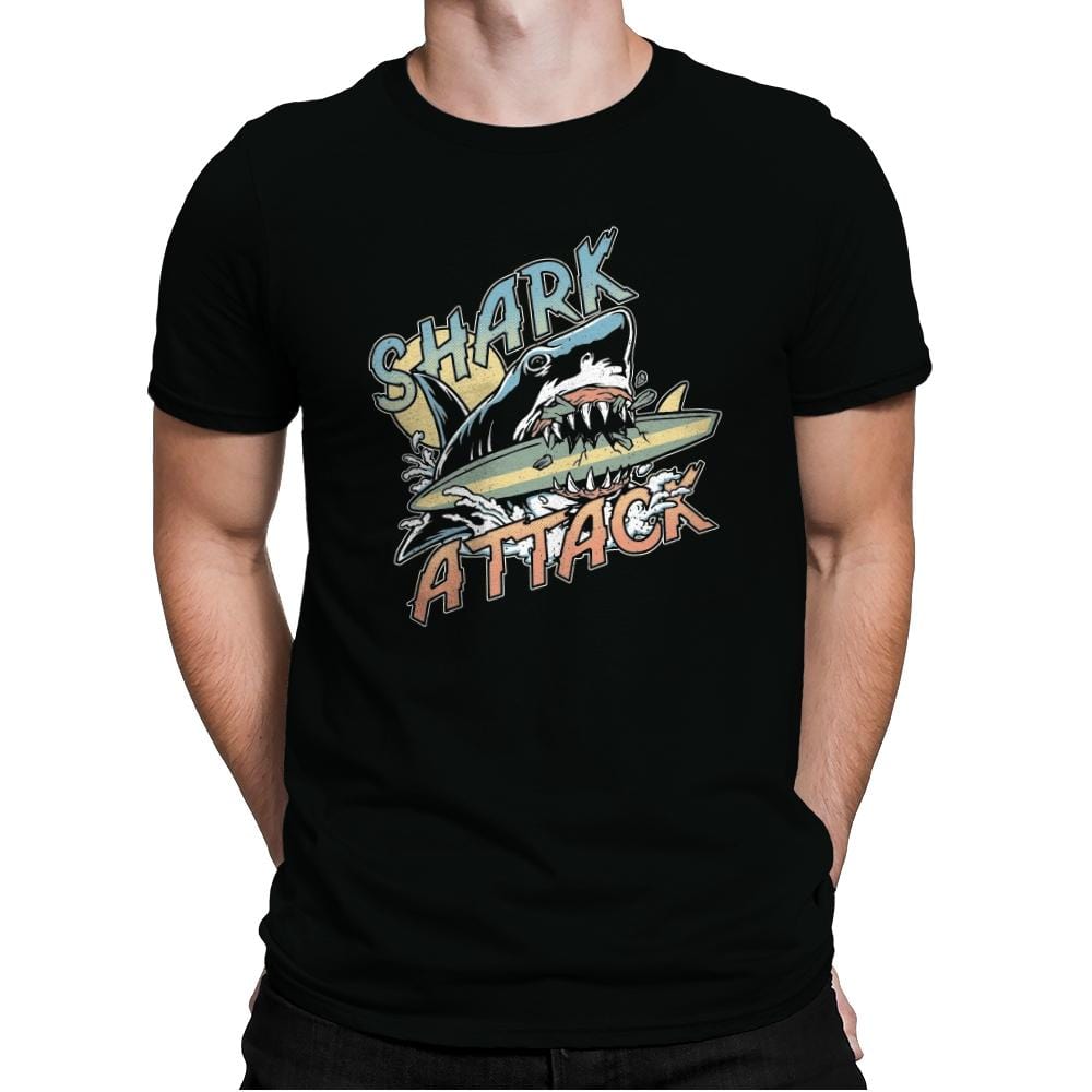 Great White Shark Attack - Mens Premium T-Shirts RIPT Apparel Small / Black