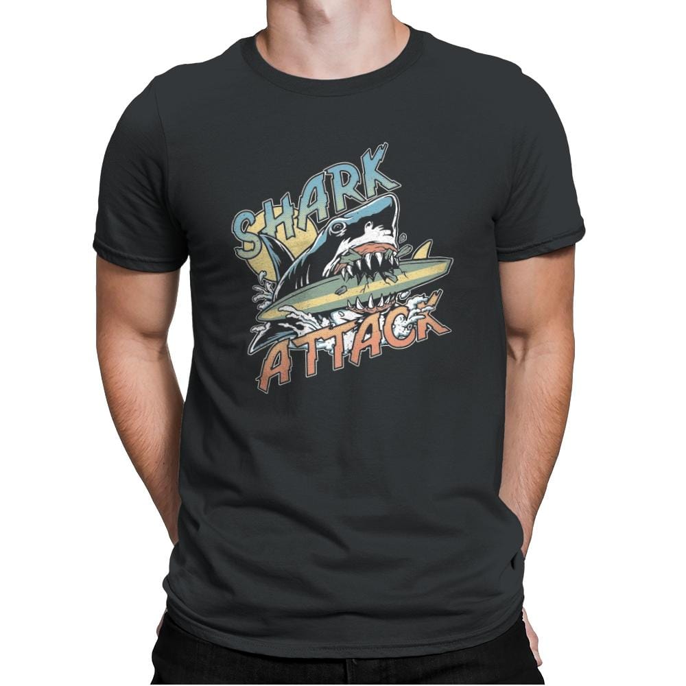 Great White Shark Attack - Mens Premium T-Shirts RIPT Apparel Small / Heavy Metal