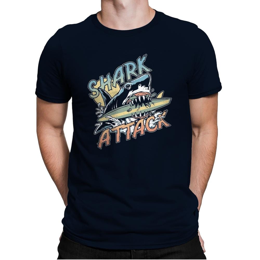 Great White Shark Attack - Mens Premium T-Shirts RIPT Apparel Small / Midnight Navy
