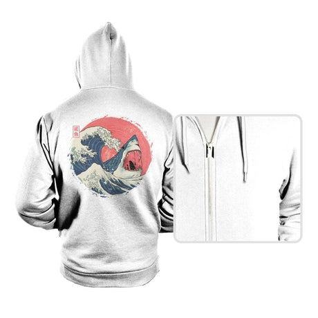 Great White Shark Wave - Hoodies Hoodies RIPT Apparel Small / White