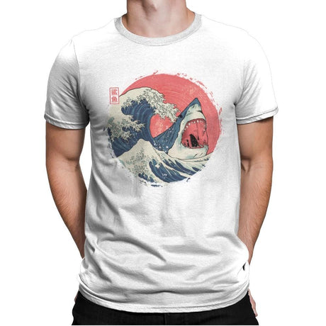 Great White Shark Wave - Mens Premium T-Shirts RIPT Apparel Small / White