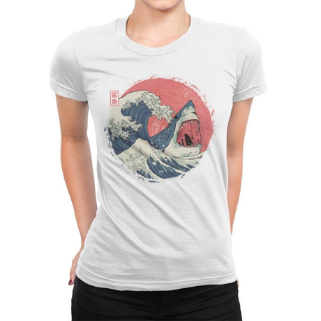 Great White Shark Wave - Womens Premium T-Shirts RIPT Apparel Small / White