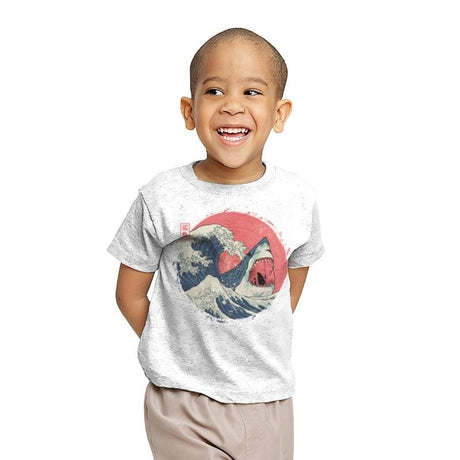 Great White Shark Wave - Youth T-Shirts RIPT Apparel X-small / White