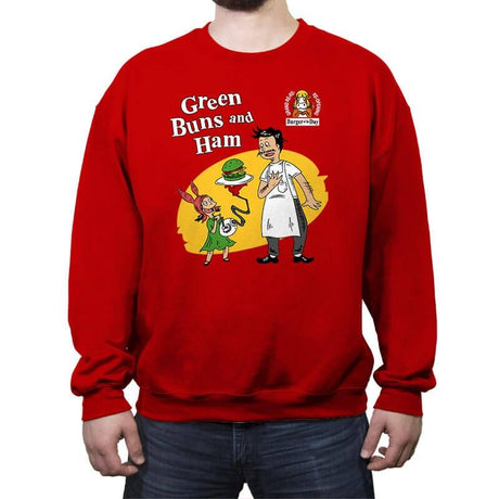 Green Buns and Ham - Crew Neck Sweatshirt Crew Neck Sweatshirt RIPT Apparel Small / Red