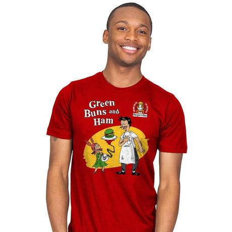 Green Buns and Ham - Mens T-Shirts RIPT Apparel Small / Red